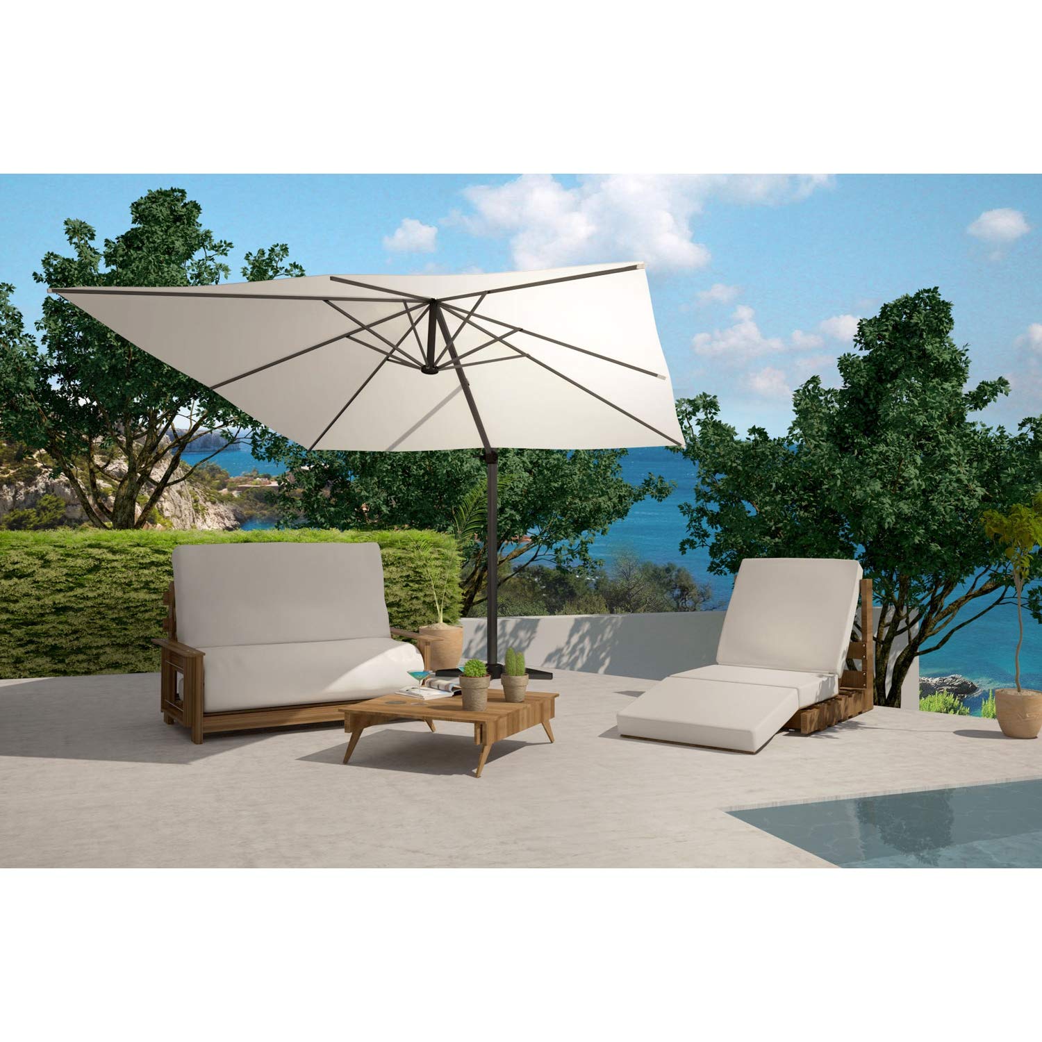 CONCEPT USINE Parasol Déporté Rectangulaire CESARE Écru Alu 3x4 m