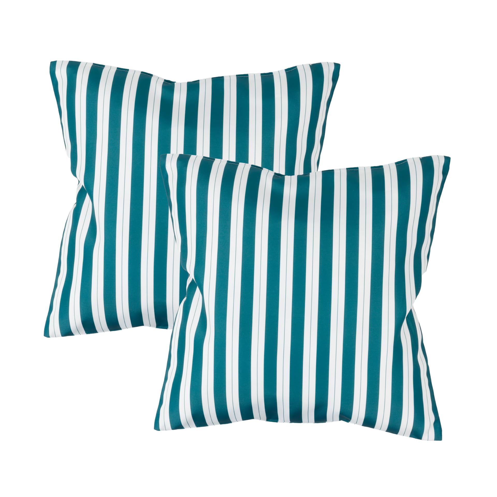 Gardenwize - Pack of 2 Outdoor Scatter Cushions – Fast Drying, Fire Retardant & Water Resistant Garden Furniture Cushions, Weather Resistant, Includes 2 Covers & 2 Inserts (Teal Stripe)