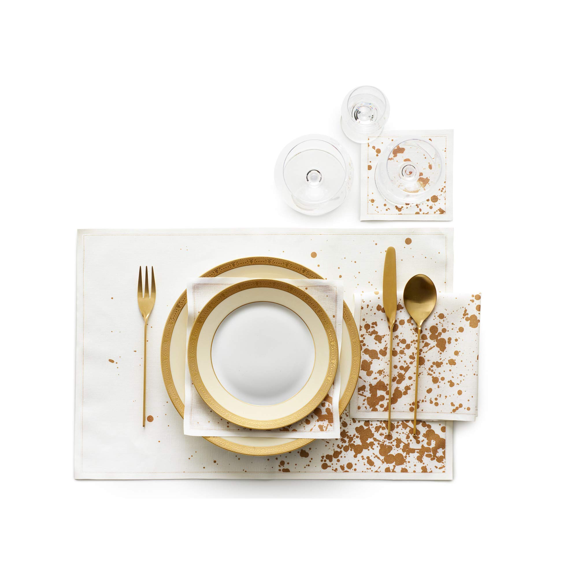 MY DRAP Formal Designer Collection Luncheon Napkins (24 Napkins, Golden Splash!)