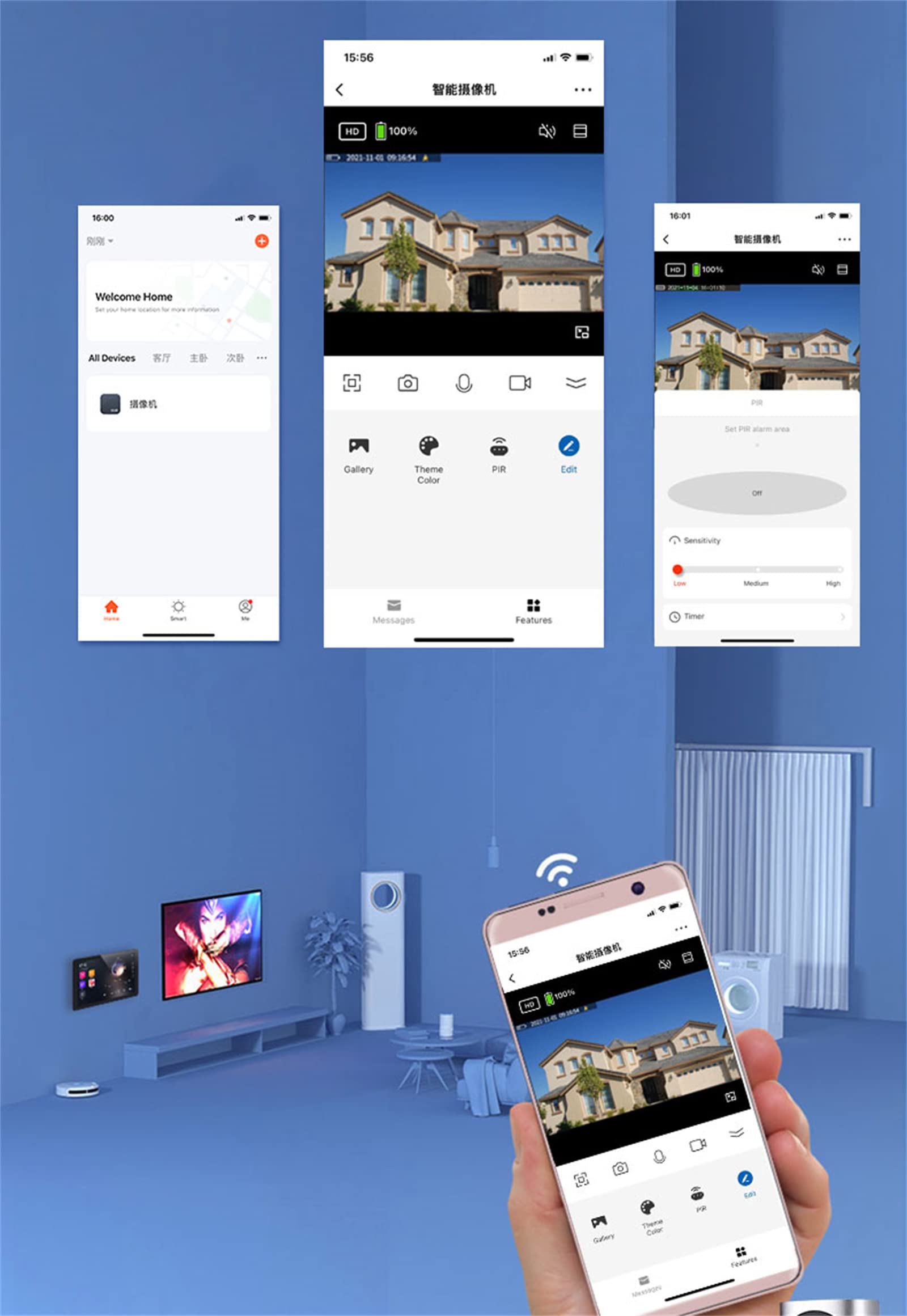 Wideodomofon WiFi, inteligentny domowy przewodowy wideodomofon z kamerą 1080P z bramką, 7-calowy ekran obsługujący zdalne odblokowanie drzwi, nagrywanie
