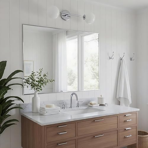 Miniatura 146 de Espejo de baño dorado naranja de 30 x 30 pulgadas para pared, espejo rectangular rectangular con marco de aluminio, moderno grande para dormitorio