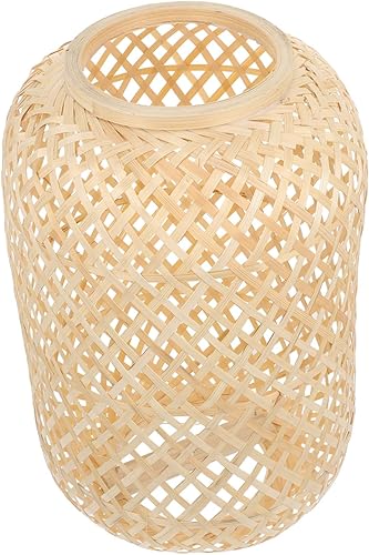 DOITOOL Cubierta de luz de techo de bambú tejida a mano, pantalla decorativa para lámpara de pared, lámpara de techo, lámpara de pie, cubierta de