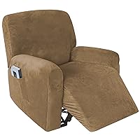 Vista 13 de 4 fundas de terciopelo para sofá reclinable, fundas elásticas para sofá reclinable de un solo asiento con bolsillo lateral, funda para asientos