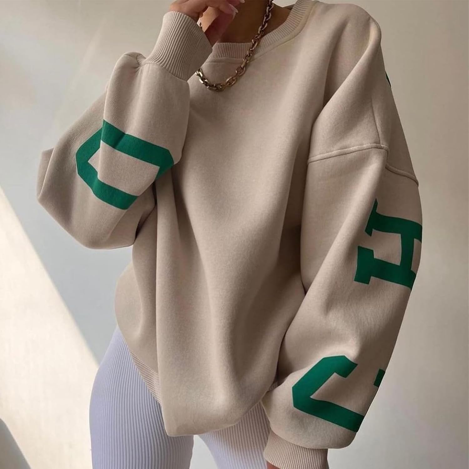 Womens Graphic Sweatshirt Y2K Oversize Letter Chicago Graphic Print Sweatshirt Drop Shoulder Pullover Tops