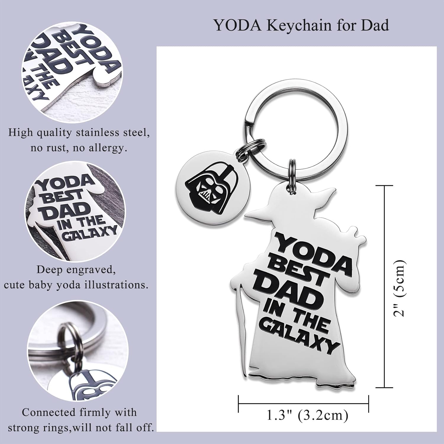 Miniatura 2 de Yoda Best Dad Llavero lindo regalo de Star Wars Día del Padre regalo de cumpleaños de hija e hijo