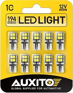 AUXITO 194 LED Bulbs 6000K White 14-SMD T10 W5W 168 2825 Wedge Interior Car Lights Dome Map Trunk 10 Pack