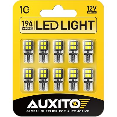 AUXITO 194 LED Bulb 6000K White 168 2825 W5W T10 Wedge 14-SMD Interior Car Bulbs Replacement for Dome Map Door Courtesy Trunk License Plate Parking Lights, 10 PCS