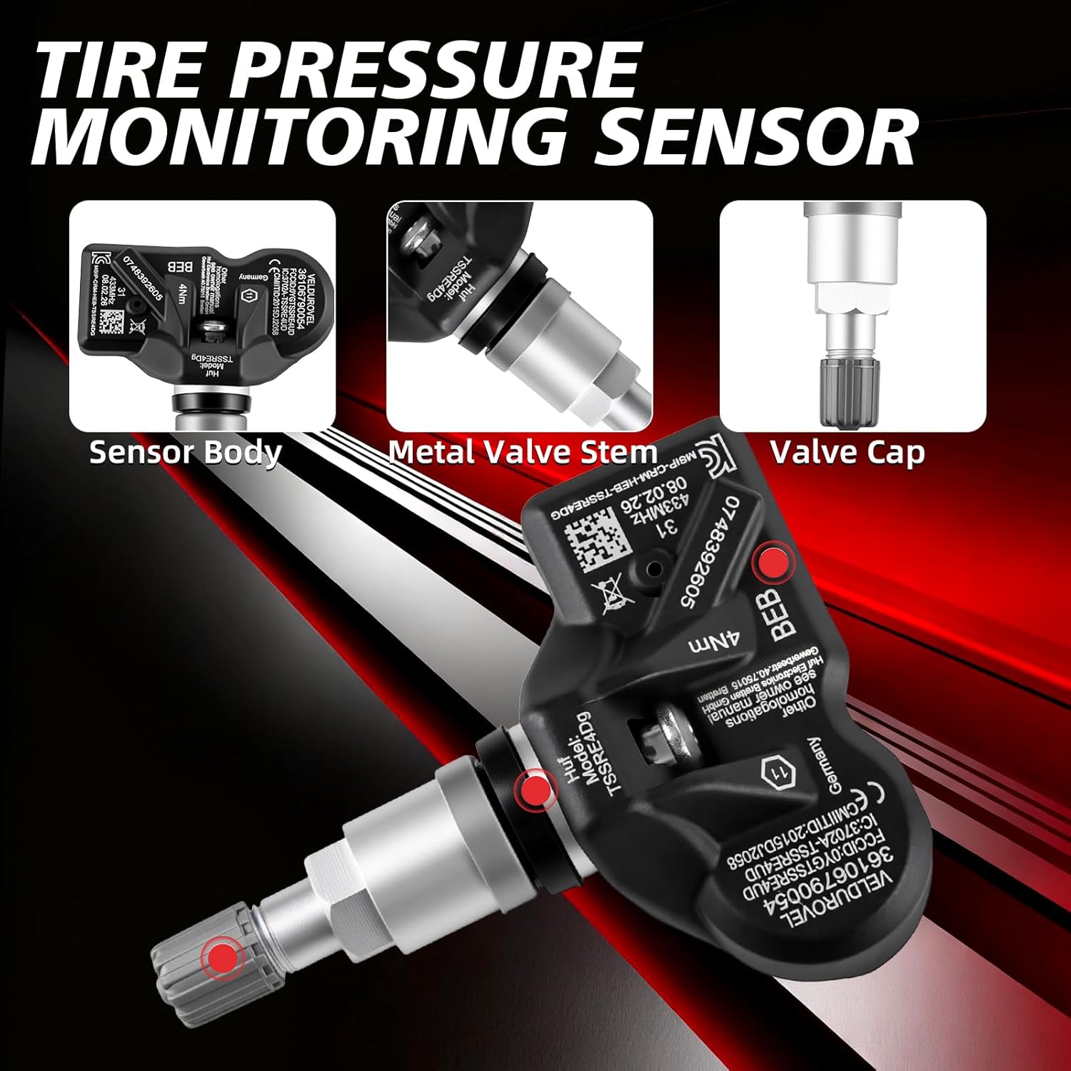 Pre-Programmed Tire Pressure Monitoring Sensor Fit for BMW - X1 X3 X5 X6 Z4 118i 120i 128i 135i 320i 328i 528i 640i 740i for:Mini Cooper 2010-2014 4PCS 315MHz Replace OE-36106790054