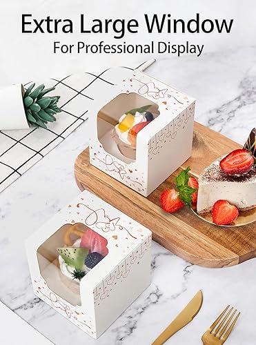 Miniatura 6 de Happyhiram Cajas para cupcakes 25 unidades rosas florales caja individual para cupcakes con inserto y ventana para el día de la madre mini cajas de