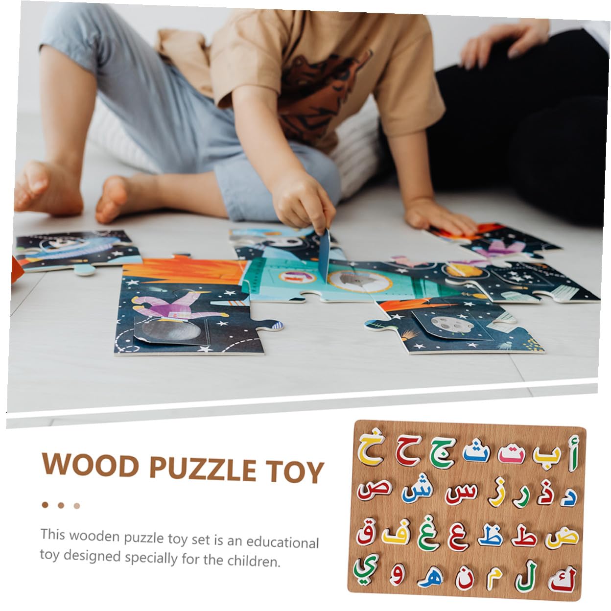 Puzzle in Legno 2 Set, Gioco Educativo per Bambini | Alfabeto Orientale, Presa Semplice e Bordi Lisci, Adatto a Scuola e Insegnamento Domestico