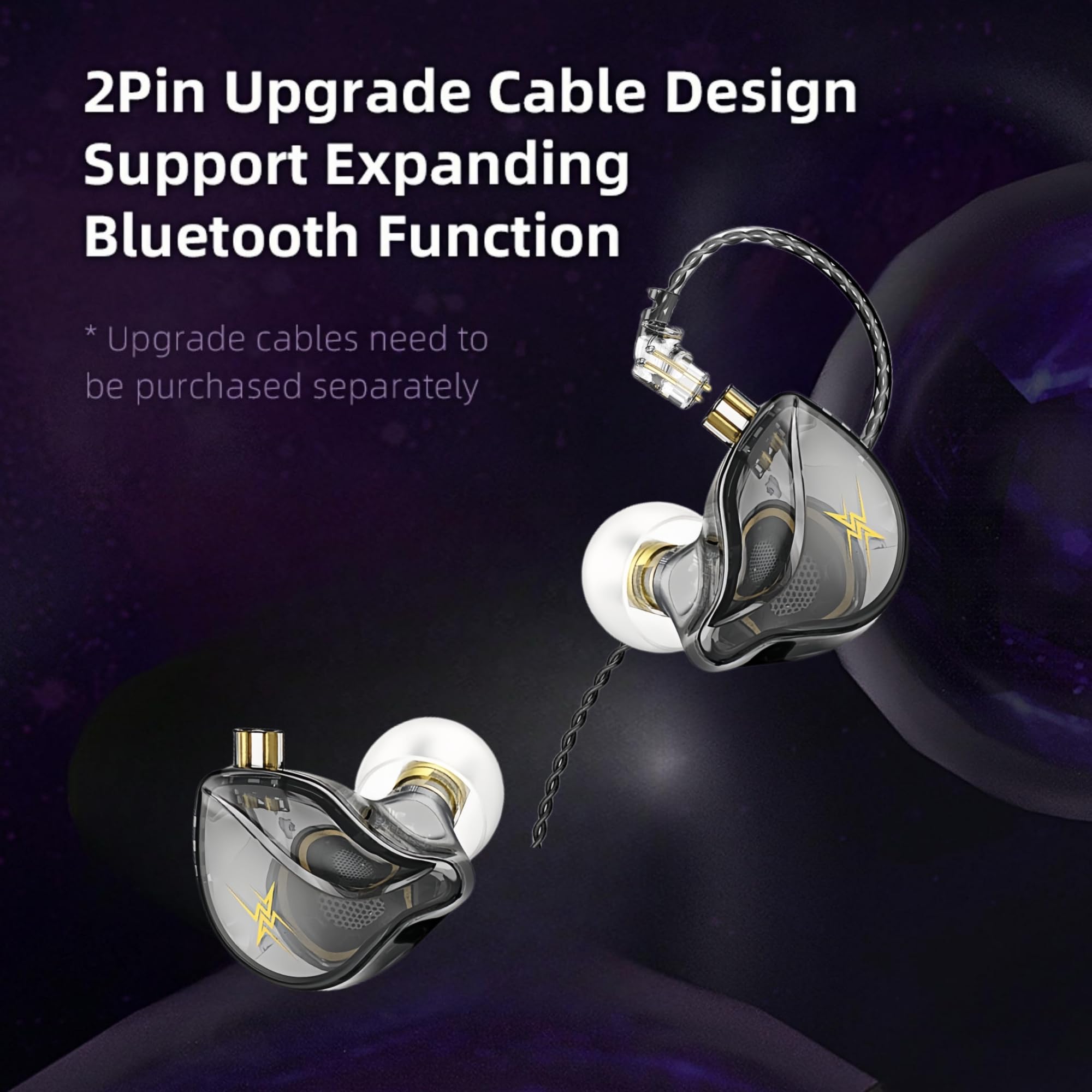 HJX QKZ ZXT IEM Earbuds,Wired Gaming Earphone (Transparent Grey