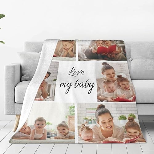 Manta personalizada con fotos, texto, Manta Personalizada de Franela para Adultos Niños Cumpleaños Boda, Navidad, Halloween, Día del Padre, Día de