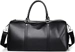 Sac de voyage en cuir pour hommes, sacs de nuit woven sur week-end pour sport d'affaires Gym (Brown)