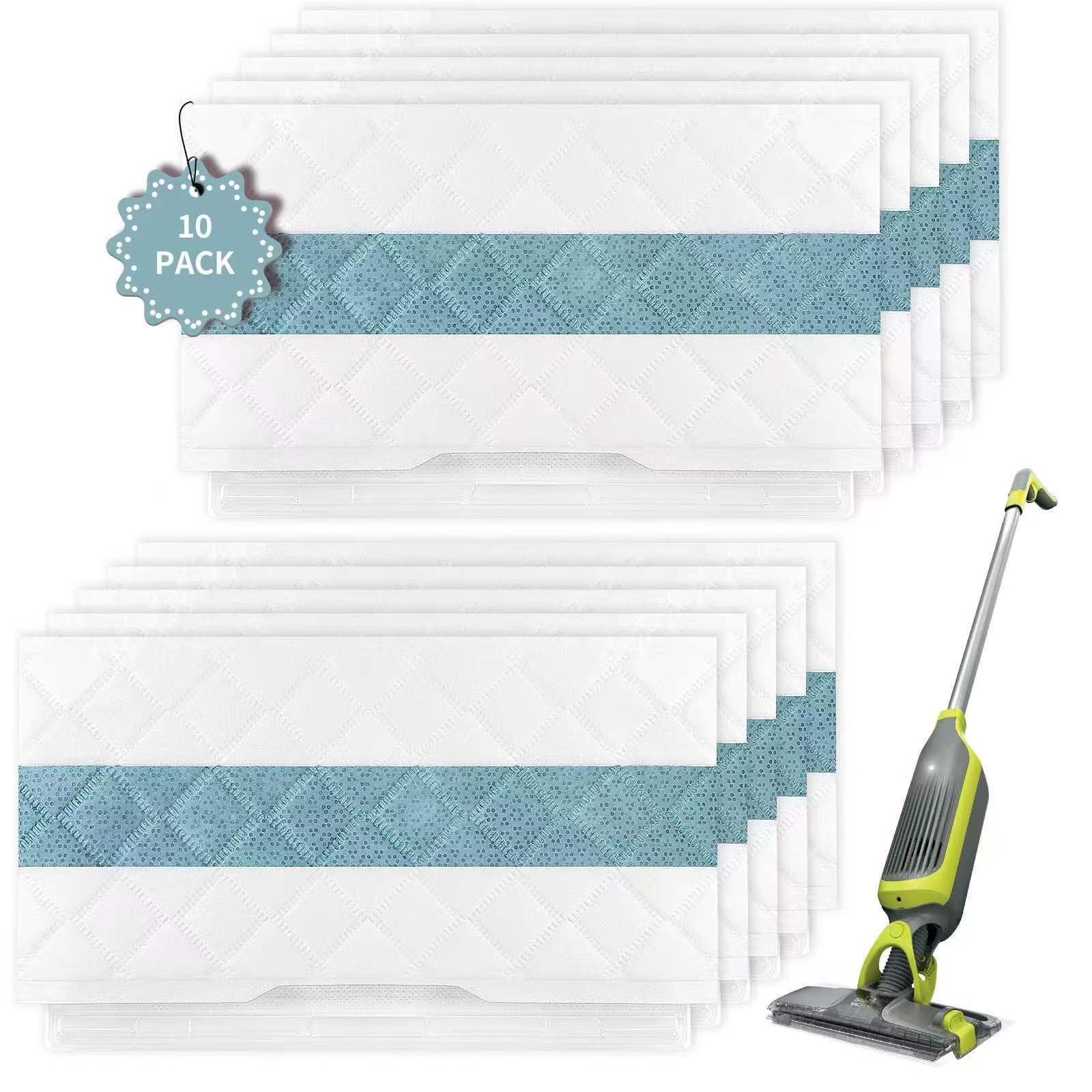 Repuestos desechables para almohadillas para pisos duros QQZRZM (paquete de 10) compatibles con Shark VACMOP VM252, VM251, VM250, VM200, VC205, QM250, VM190, VM200P12 y VMP30 para usar en todo tipo de pisos sellados.