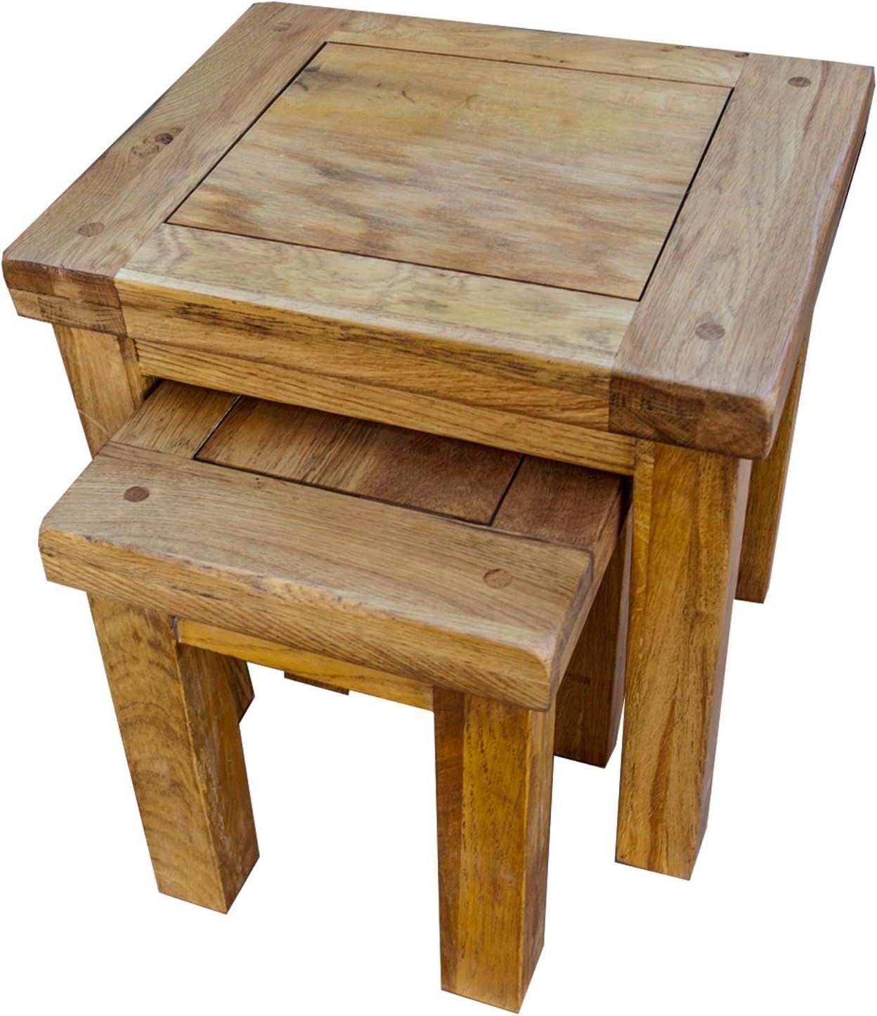 Yabbyou Solid Vintage Solid Oak Compact Nest of 2 Tables