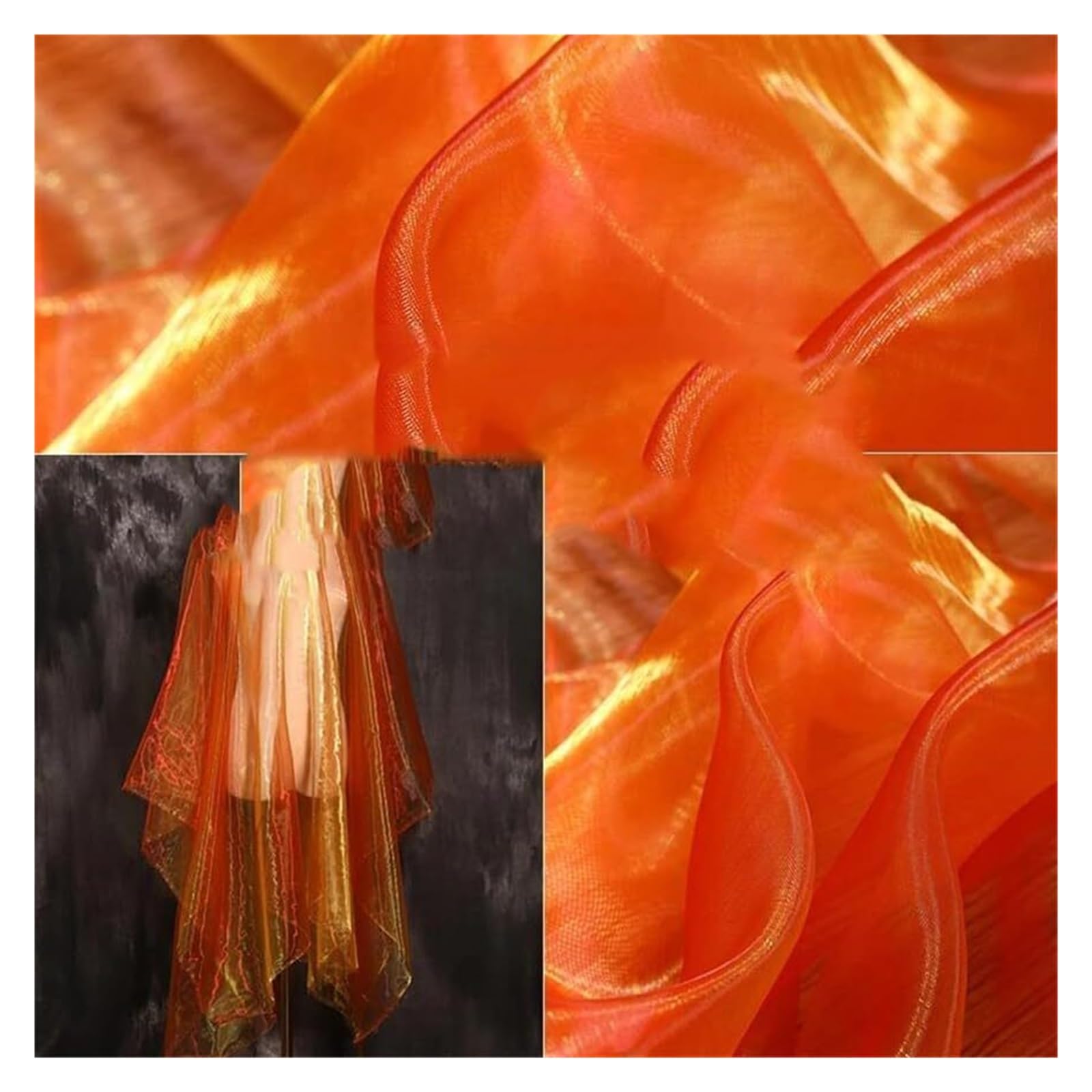 Tela de tul suave, Tela Organza Multicolor 100cm X 150cm(Yellow En8)