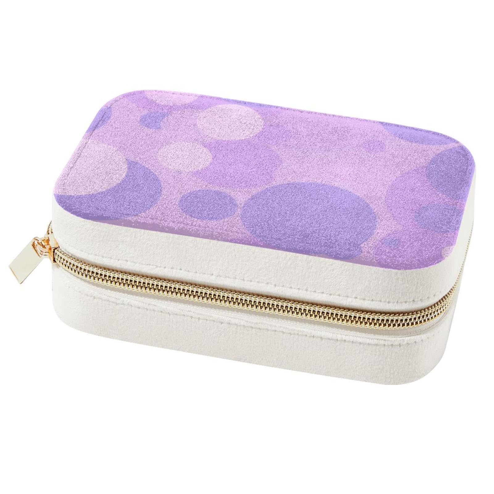 Boîte à bijoux double couche violette pour bagues et colliers