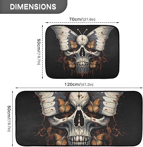 Miniatura 3 de Kitchen Mats for Floor 2 Piece Set Skulland Butterfly Print, Anti Skid Cushioned Water Absorbent Kitchen Rugs Door Mat Floor Mats for Kitchen Sink