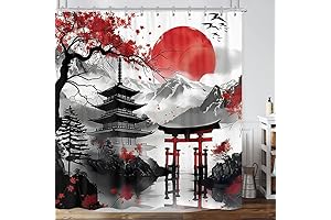 Japanese Anime Shower Curtain Brings Serenity to Your Bath with Watercolor Cherry Blossom Art