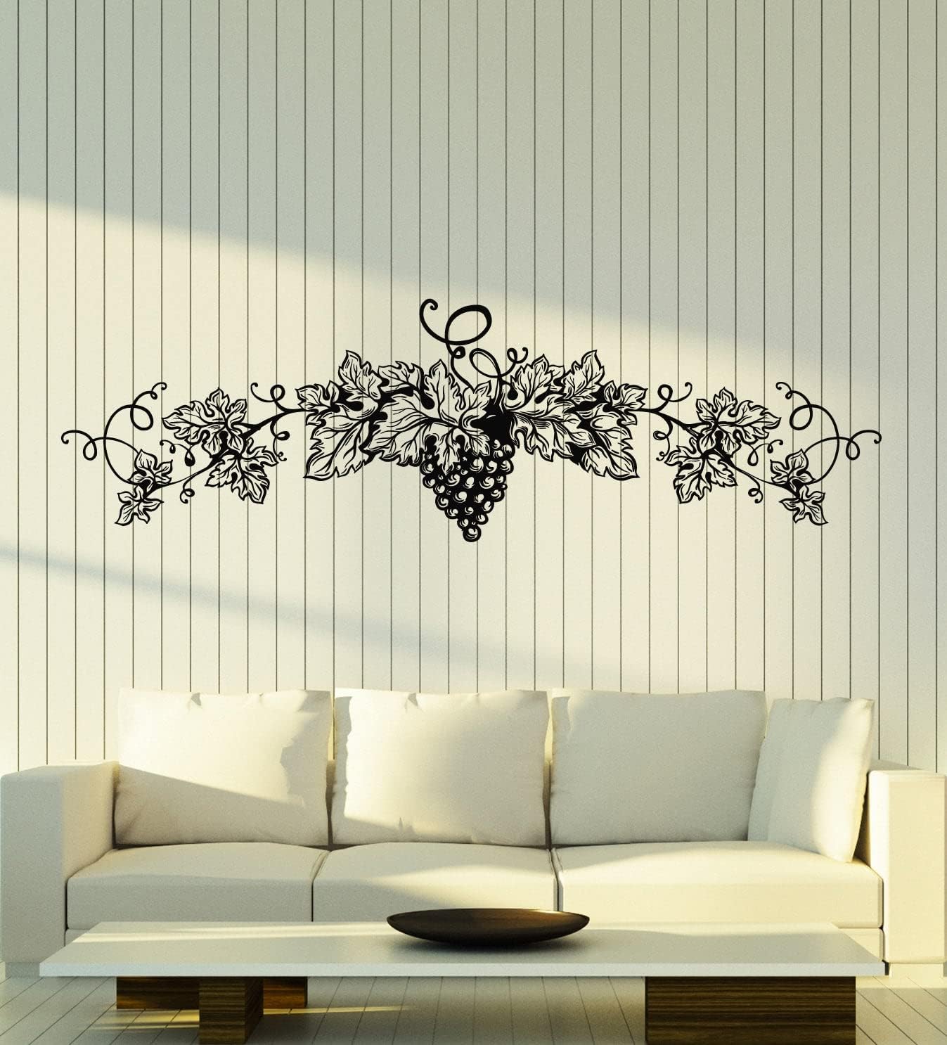 Large Vinyl Wall Decal Grape Branch Vine Berries Wine Shop Decor Stickers Mural (g7630) Black