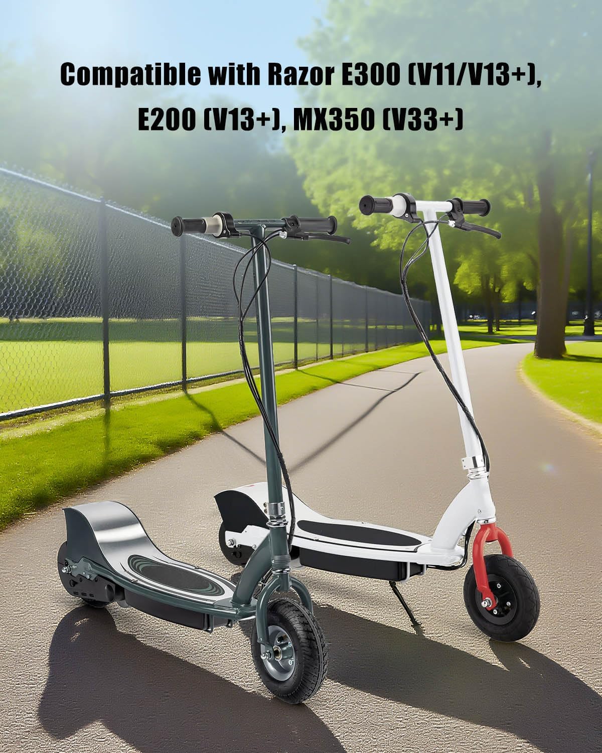 WUMZIJ 24V Controller and Throttle with Charger Port Handlebar Grips Fit for Razor E200 E300 MX350 (V33+) SUV E300 (V13+) E200 (V13+) Dirt Bike Electric Scooter Control Module Parts