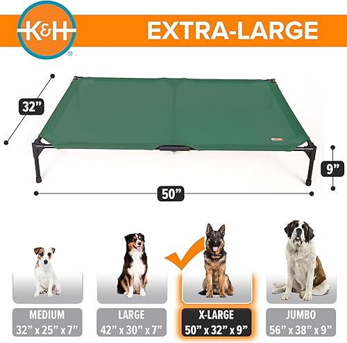 Miniatura 4 de K&H Pet Products Cuna elevada para perros al aire libre, cama elevada refrescante con malla transpirable impermeable para perros grandes, cama
