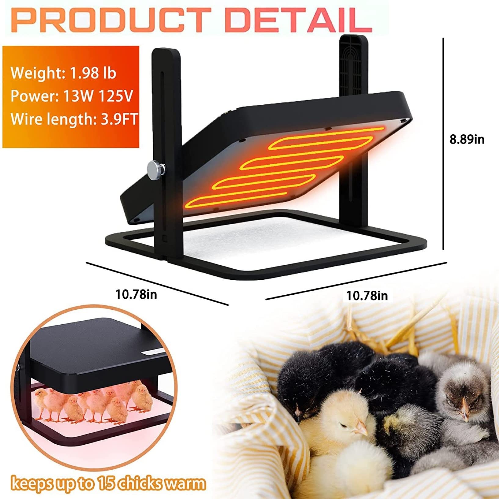 Criadero Pollitos Altura Ajustable,Placa Calefactora Mejorada para Mascotas Y Aves Corral,con Capacidad para 15 Pollitos para Incubar Patos,Pollitos Y Pájaros