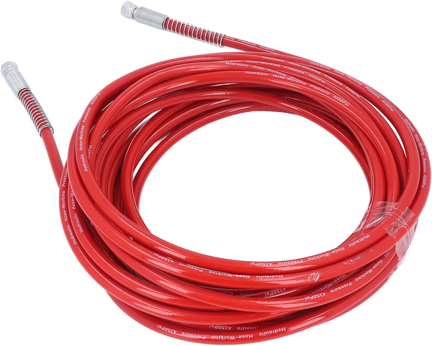 Airless Paint Sprayer Hose, High Pressure Flexible Fiber Tube, 49.21ft Length, 1 / 4in Red - Durable Construction, Metal Couplings, Ideal for Painting Project