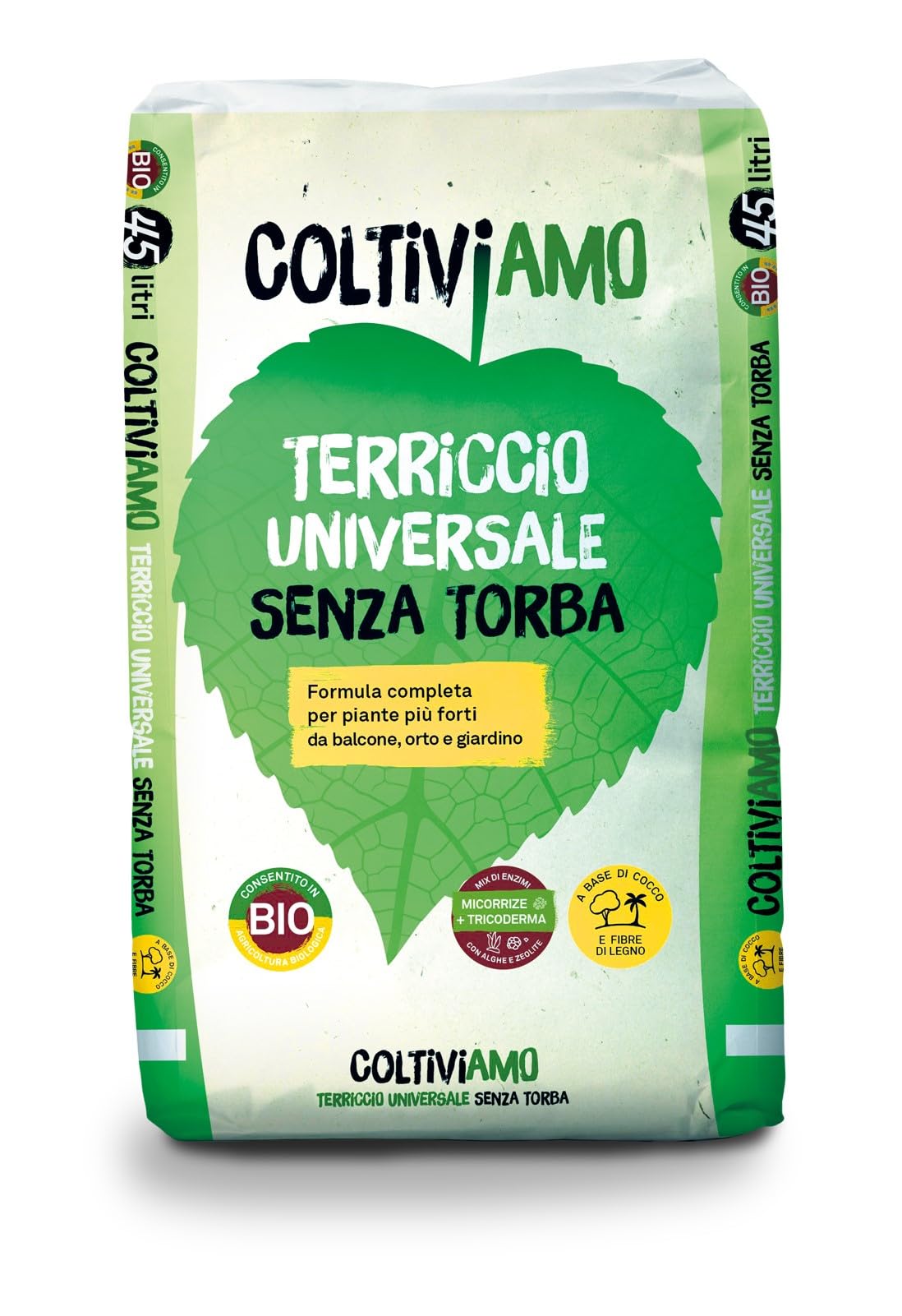 COLTIViAMO Terriccio Universale Senza Torba, Biologico, con Fibre di Cocco e Legno, Mix di Micorrize e Trichoderma, 2 formati (sacco 70 litri)