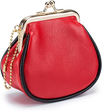 Simple Sheepskin Small Ultra-Thin Women Wallet Coin Purse Soft Genuine Leather Clip Multi-Functional Practical Bag Female Card Holder Clutch Key Case, Red, Small, Modern