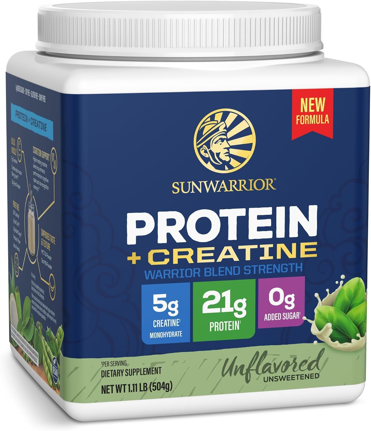 Plant Protein Powder Creatine Monohydrate Support, 14 Servings Unflavored