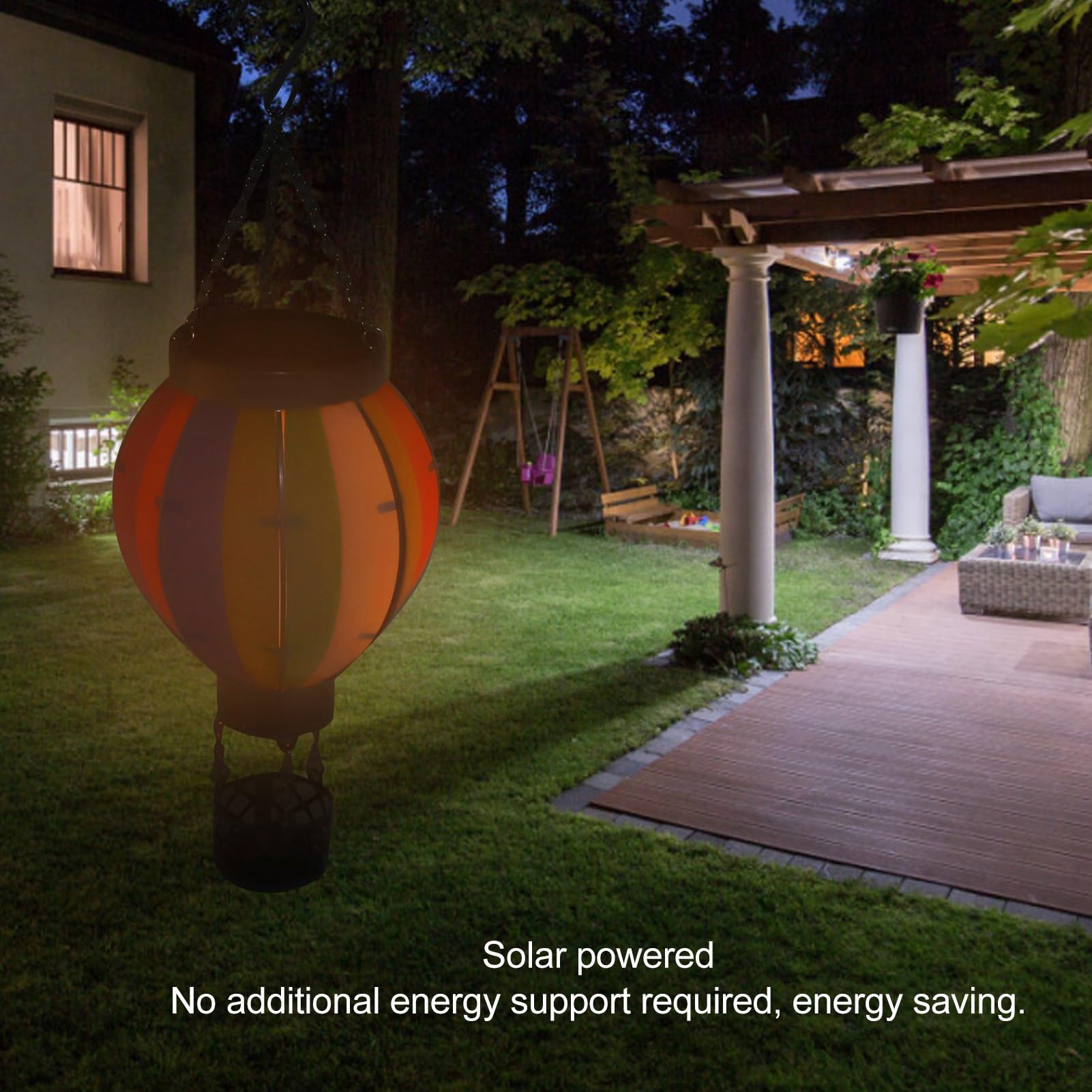 Lanterna Solare A Mongolfiera Arcobaleno - Luce Calda Con Batteria 600 MAh E Accensione Automatica Per Esterno - 5