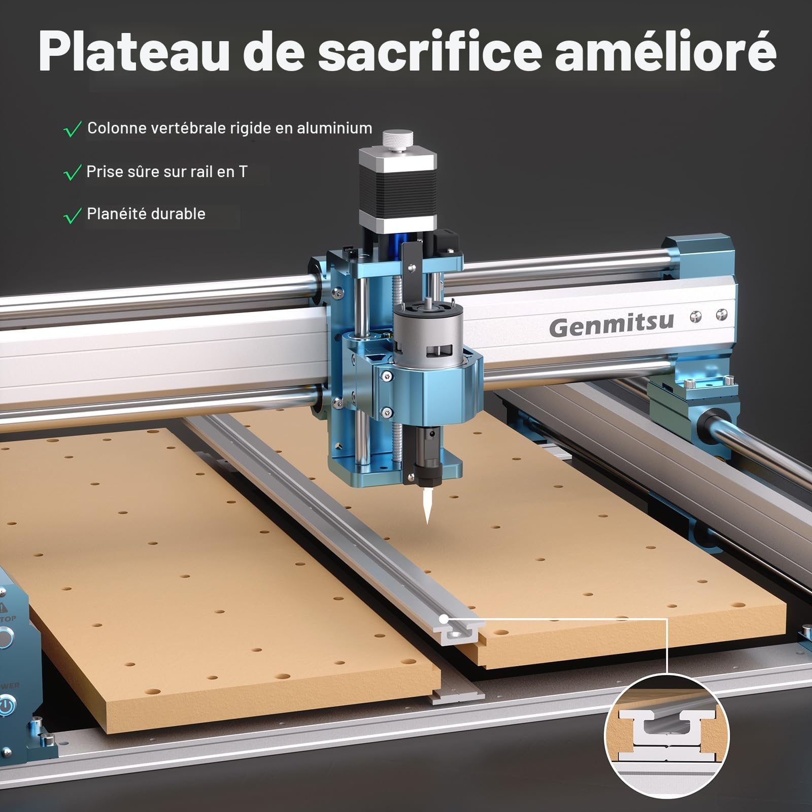 Genmitsu Machine CNC 4040-PRO pour bois acrylique MDF nylon sculpté, CNC fraiseuse avec contrôle GRBL et 3 axes, surface de travail 400 x 400 x 84 mm