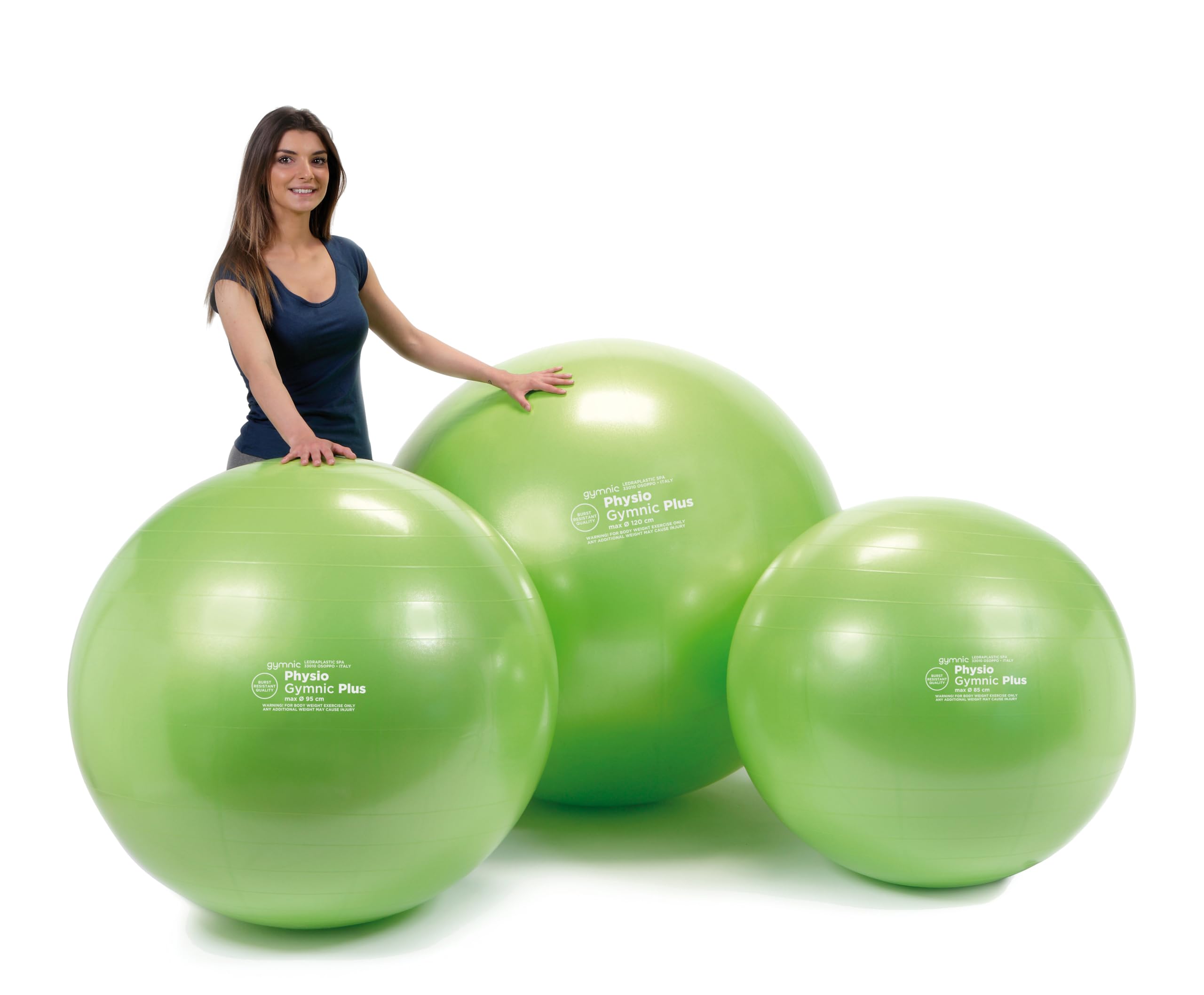 GYMNIC Physio Plus Palla gonfiabile antiscoppio per fisioterapia e riabilitazione, ideale per esercizi di equilibrio, coordinazione e attività di gruppo