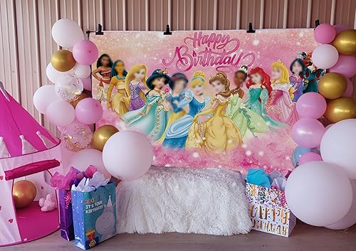 Miniatura 4 de Telón de fondo rosa de princesa para niñas, 1 y 2 cumpleaños para fiesta de cumpleaños, princesa, cuento de hadas, fotografía, decoración de fondo,