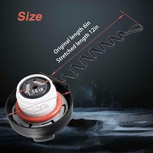 Miniatura 4 de Tapa de llenado de depósito de combustible con correa de amarre de sello compatible con Volvo 240 260 740 760 780 850 940 960 C70 S40 S60 S80 S90