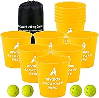 Vista 17 de Yard Pong Outdoor Games, Giant Yard Games Set with 12 Buckets and Balls for Adults and Family, Toss Game Throwing Games for Beach, Camping, Lawn and