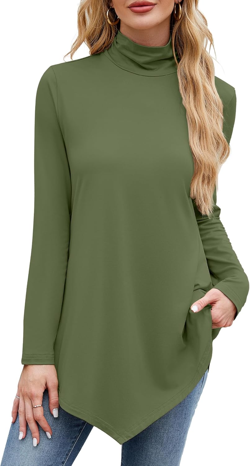 JUSTFASHIONNOW Turtle Neck Shirts for Women Long Sleeve Tunic Tops to Wear with Leggings Dressy Casual Fall Clothes 2025 - Image 2