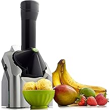 Yonanas Classic Frozen Fruit Soft Serve Maker for Healthy Vegan and Dairy-Free Treats, 200W Silver Machine with 36 Recipes, BPA Free, Easy to Clean, Quick and Simple to Use
