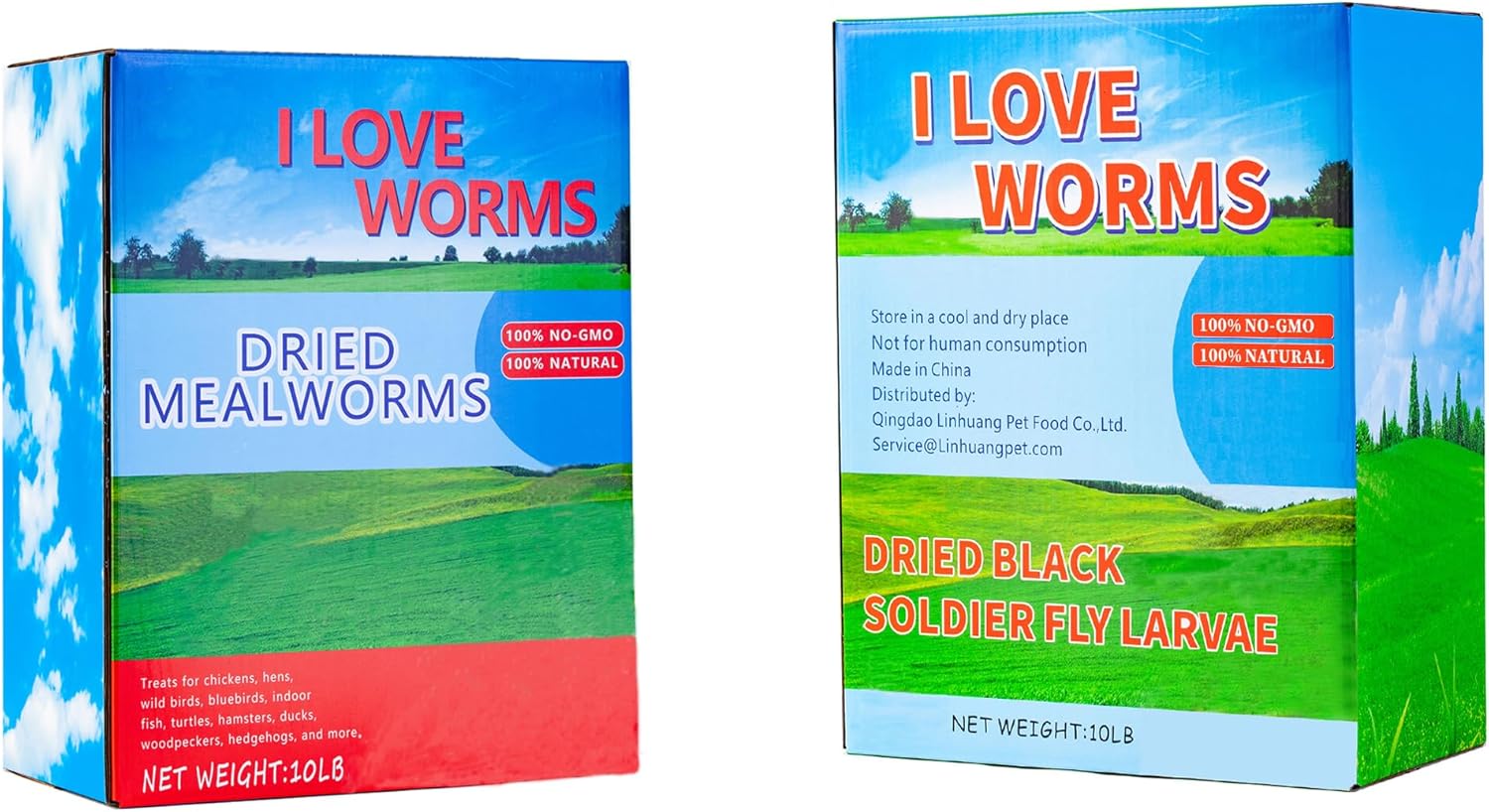 I LOVE WORMS Chicken Treats, Dried Black Soldier Fly Larvae(10lb)& Dried Mealworms
