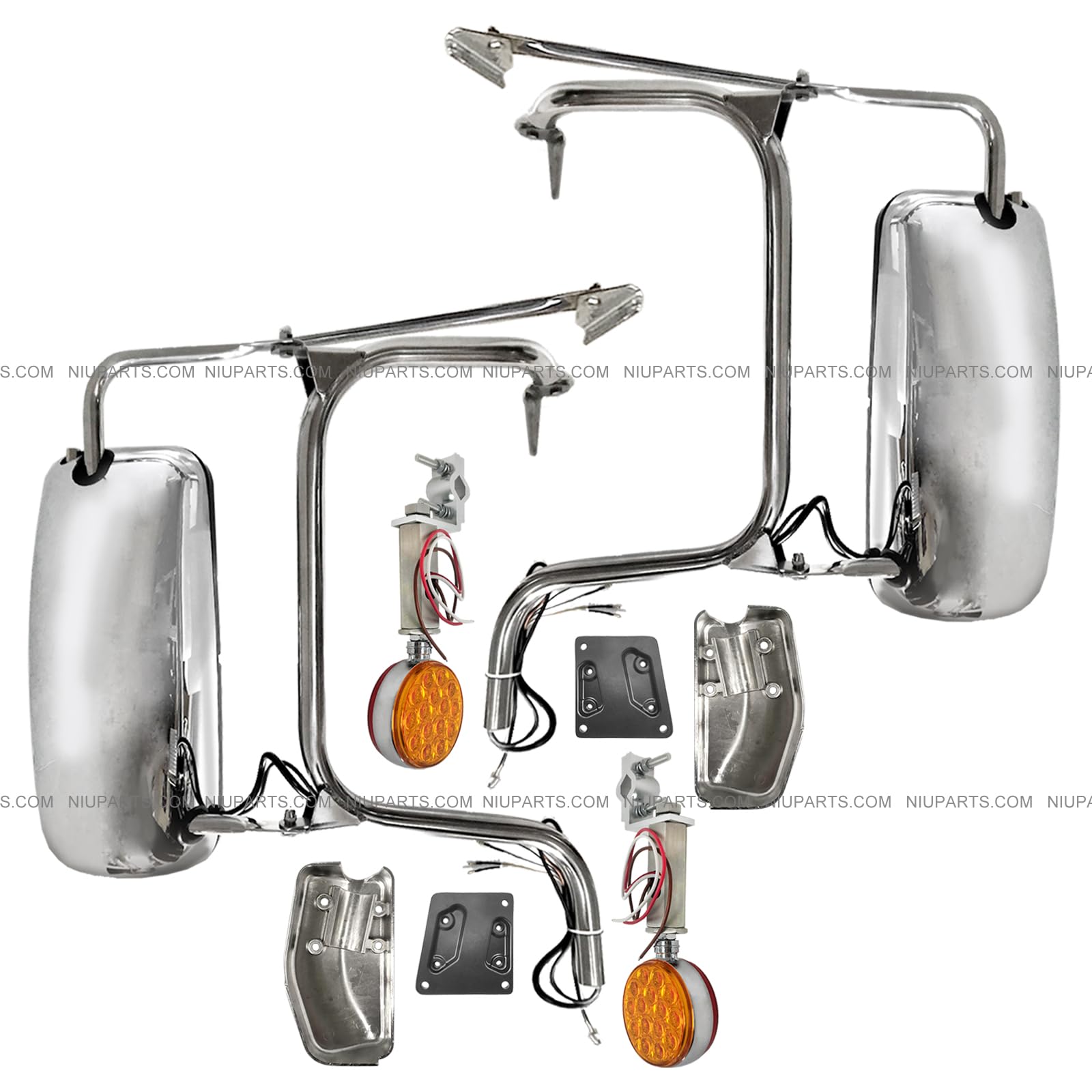 Rear View Main Door Mirror With 8" Convex Mirror & Bracket For Peterbilt Trucks – Passenger Side, Heated