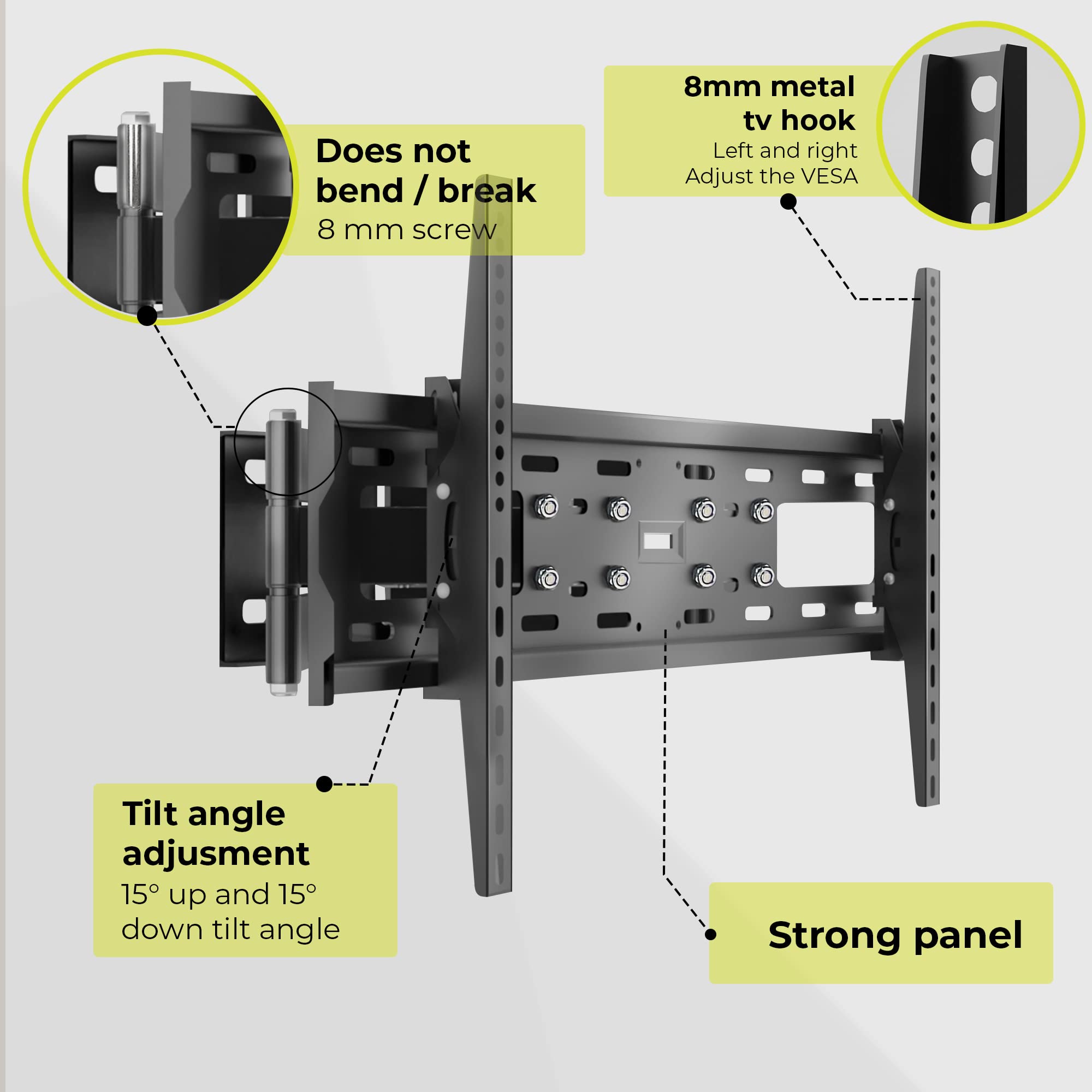Leyf Soporte de Pared para TV Ajustable, inclinable y Giratorio - Soporte de TV para televisores y monitores Planos curvados - VESA 400x600 MAX (32''-75'')- 50kg MAX - Soporte de TV Inclinado,