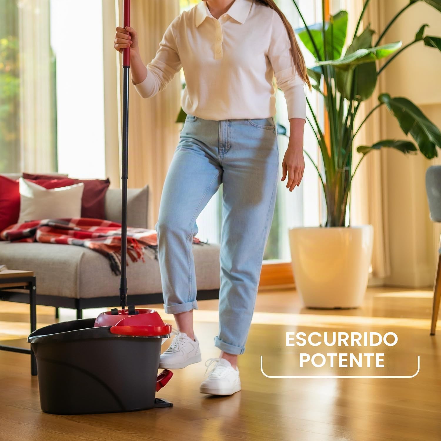 Vileda - Easy Wring & Clean Ultramat Turbo - Set complet balai à plat + seau à pédale système rotatif d'essorage Sans Effort