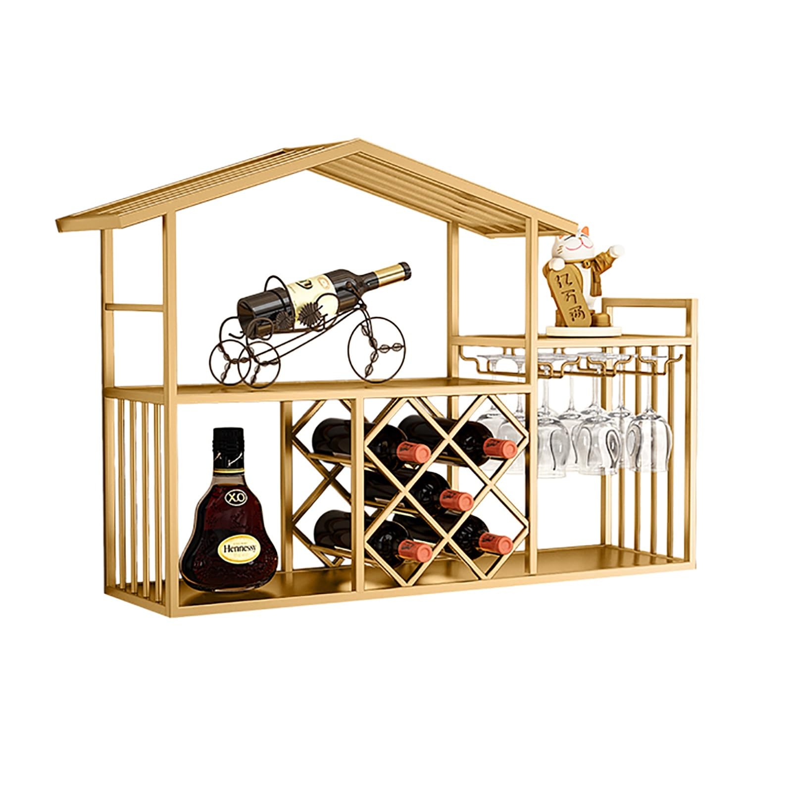 Étagère de présentation de bouteilles d'alcool et de vin murale en métal pour bar