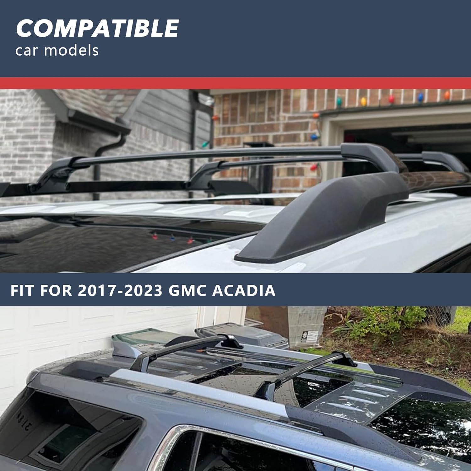 220lbs Roof Rack Cross Bars for 2017-2023 GMC Acadia, Aluminum Crossbar Luggage Rack for Rooftop Cargo Carrier Bag Kayak Canoe Bike Snowboard Skiboard