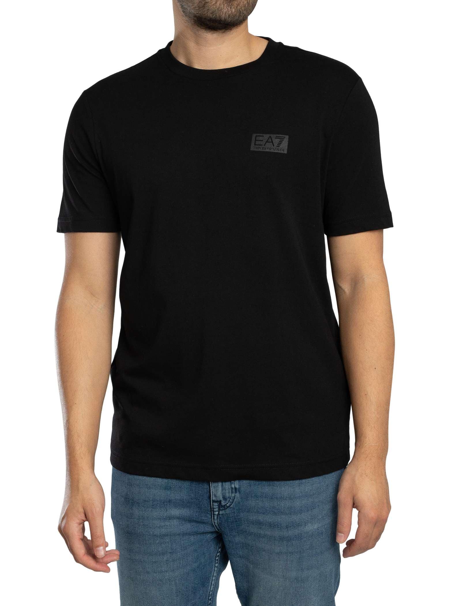 Ea7 Men's Black Beauty Back Box Logo T-Shirt