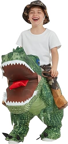 Miniatura 5 de One Casa - Disfraz inflable de dinosaurio para montar en T-Rex, divertido disfraz de Halloween para niños