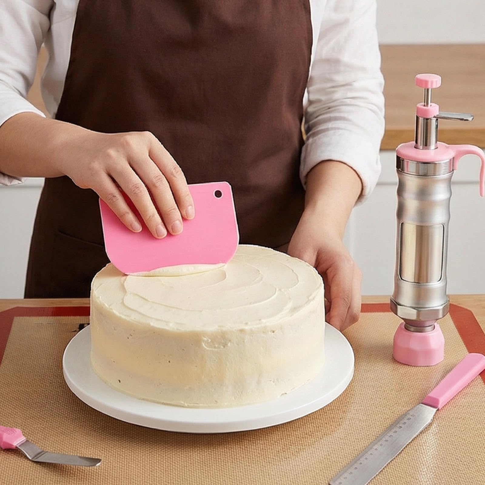 Ensemble de décoration de pâtisserie robuste de 34 pièces avec diverses buses, ensemble d ' accessoires de cuisson domestique pour les designs artistiques, mélange d ' aluminium Frosts