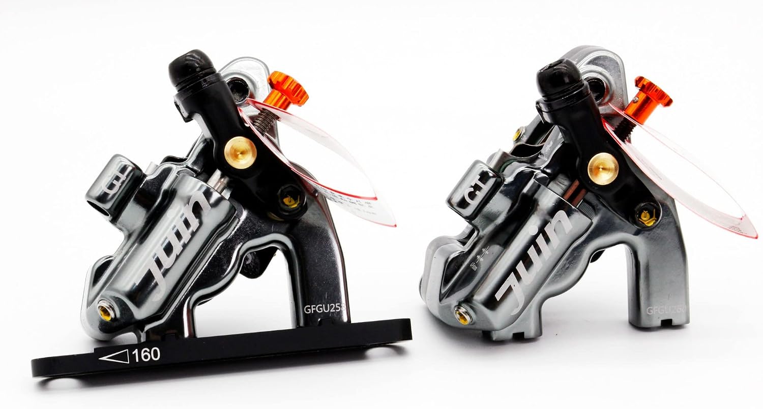GTF4 Cable-Actuated Hydraulic Disc Brake Caliper Set - Flat Mount 4-Piston Brakes for Road, Gravel & CX - Maximum Stopping Power, Front & Rear