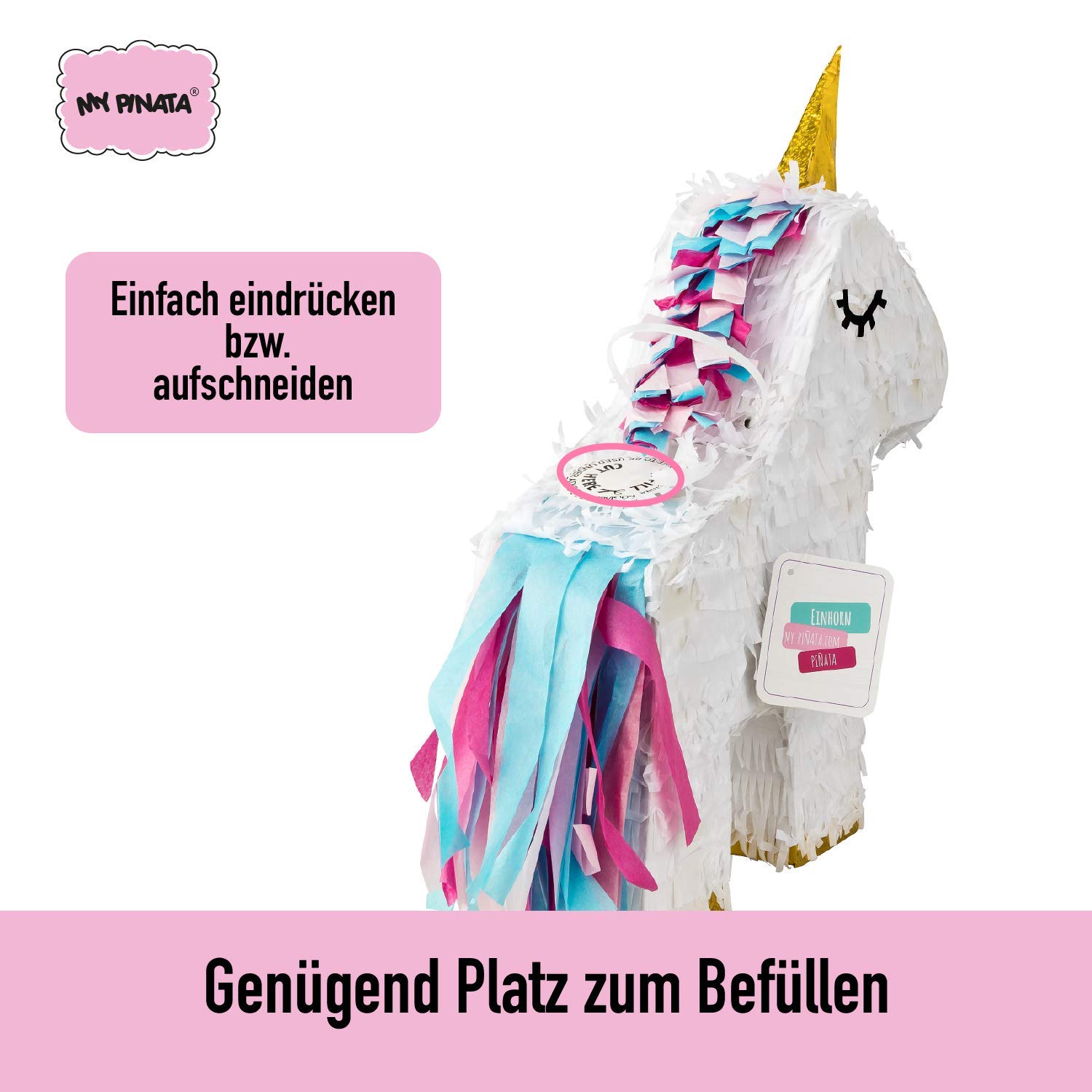 TIME FOR FIESTA MY-PIÑATA PIÑATAS & MORE Pinata unicorno da riempire con caramelle, perfetto per il compleanno dei bambini, come idea regalo o come gioco di nozze